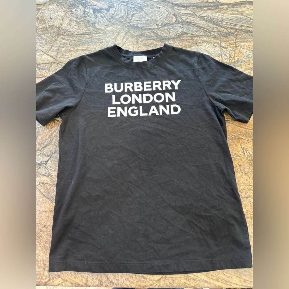 New Burberry Black Graphic  Logo Tee